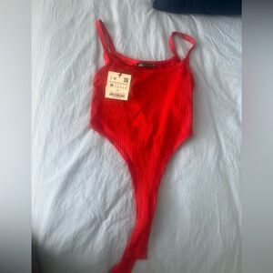 Zara red super high waisted body suit